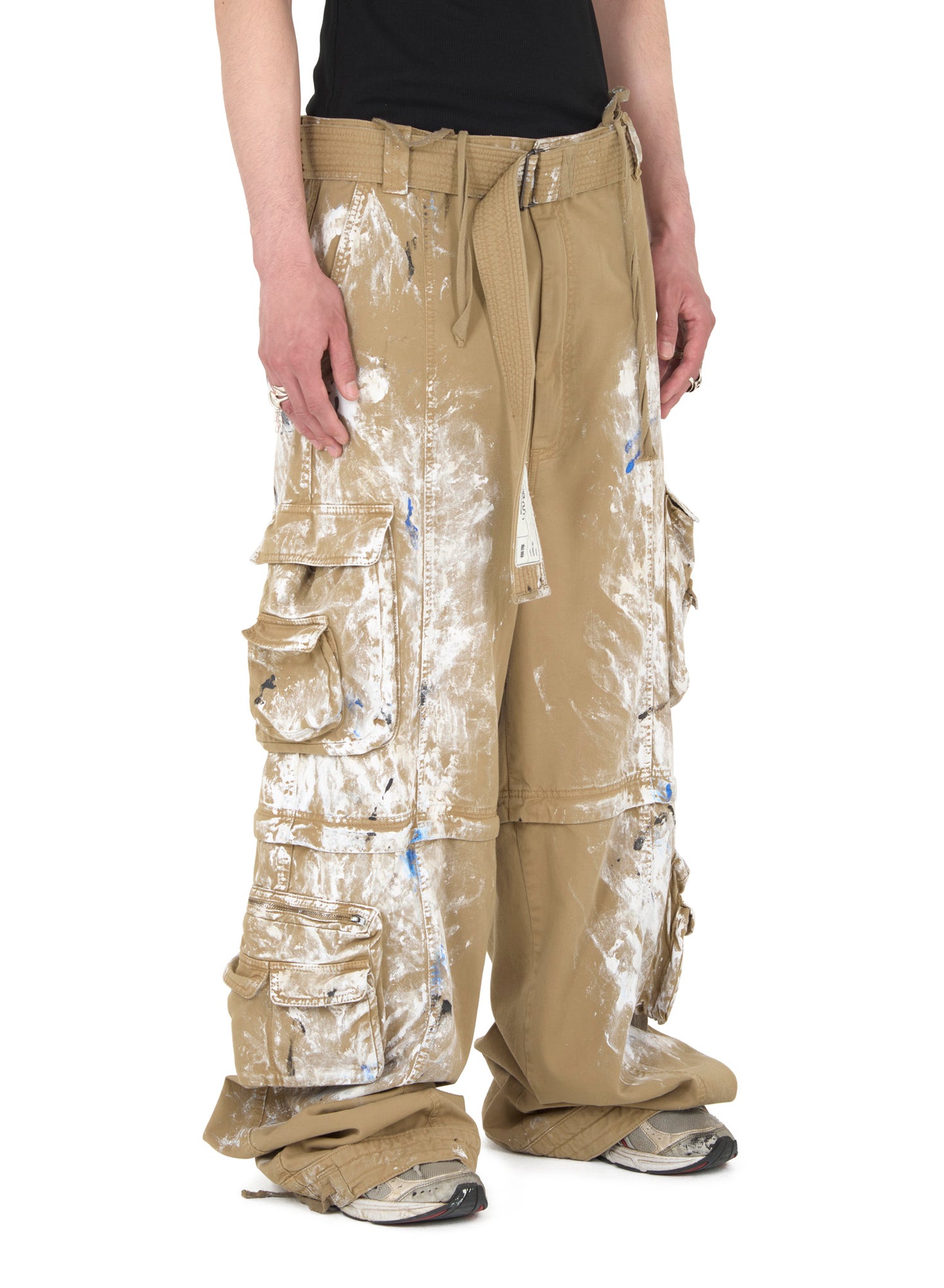ZIP-OFF PAINT SPLATTER CARGO JEANS