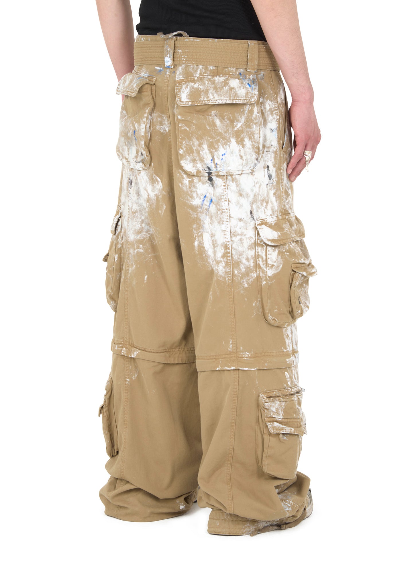 ZIP-OFF PAINT SPLATTER CARGO JEANS