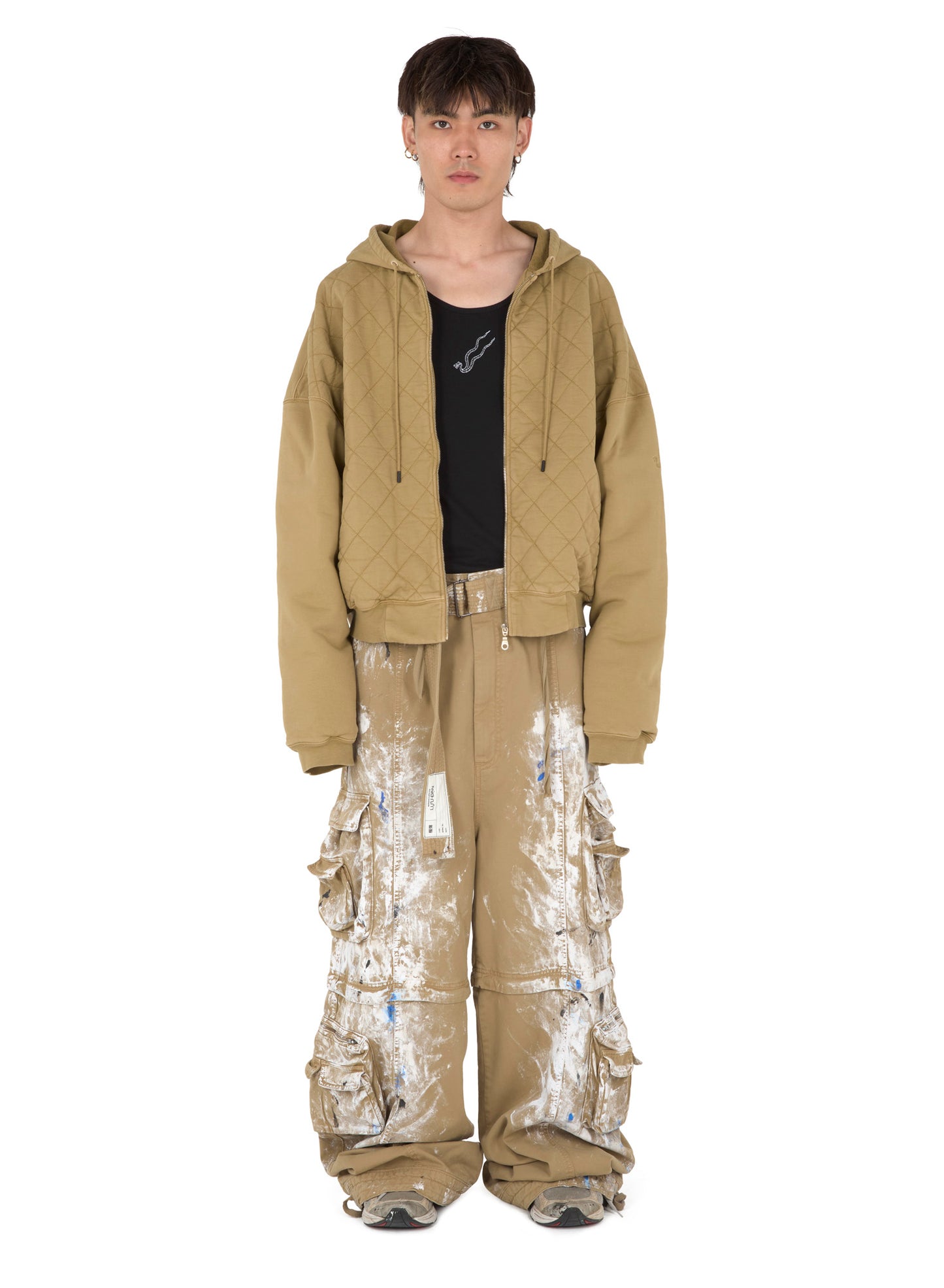 ZIP-OFF PAINT SPLATTER CARGO JEANS