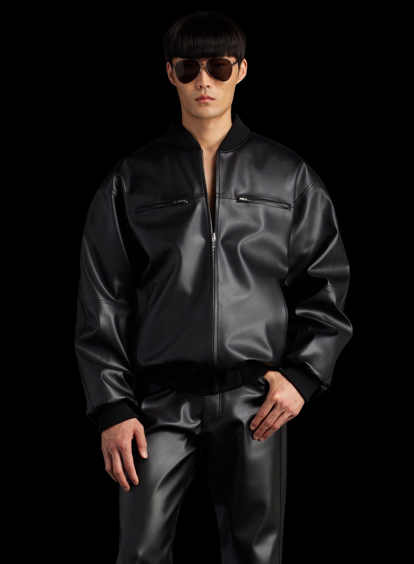 REVERSIBLE 80'S HONG KONG FAUX LEATHER JACKET