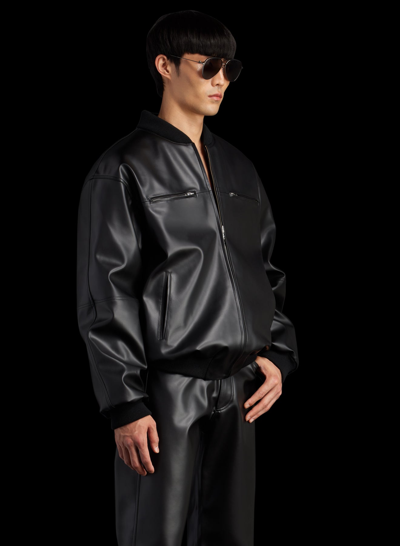 REVERSIBLE 80'S HONG KONG FAUX LEATHER JACKET