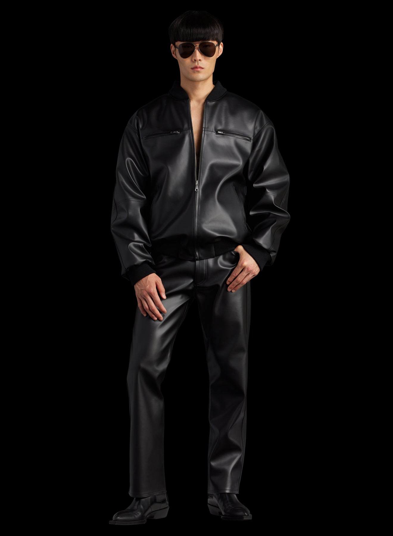 REVERSIBLE 80'S HONG KONG FAUX LEATHER JACKET