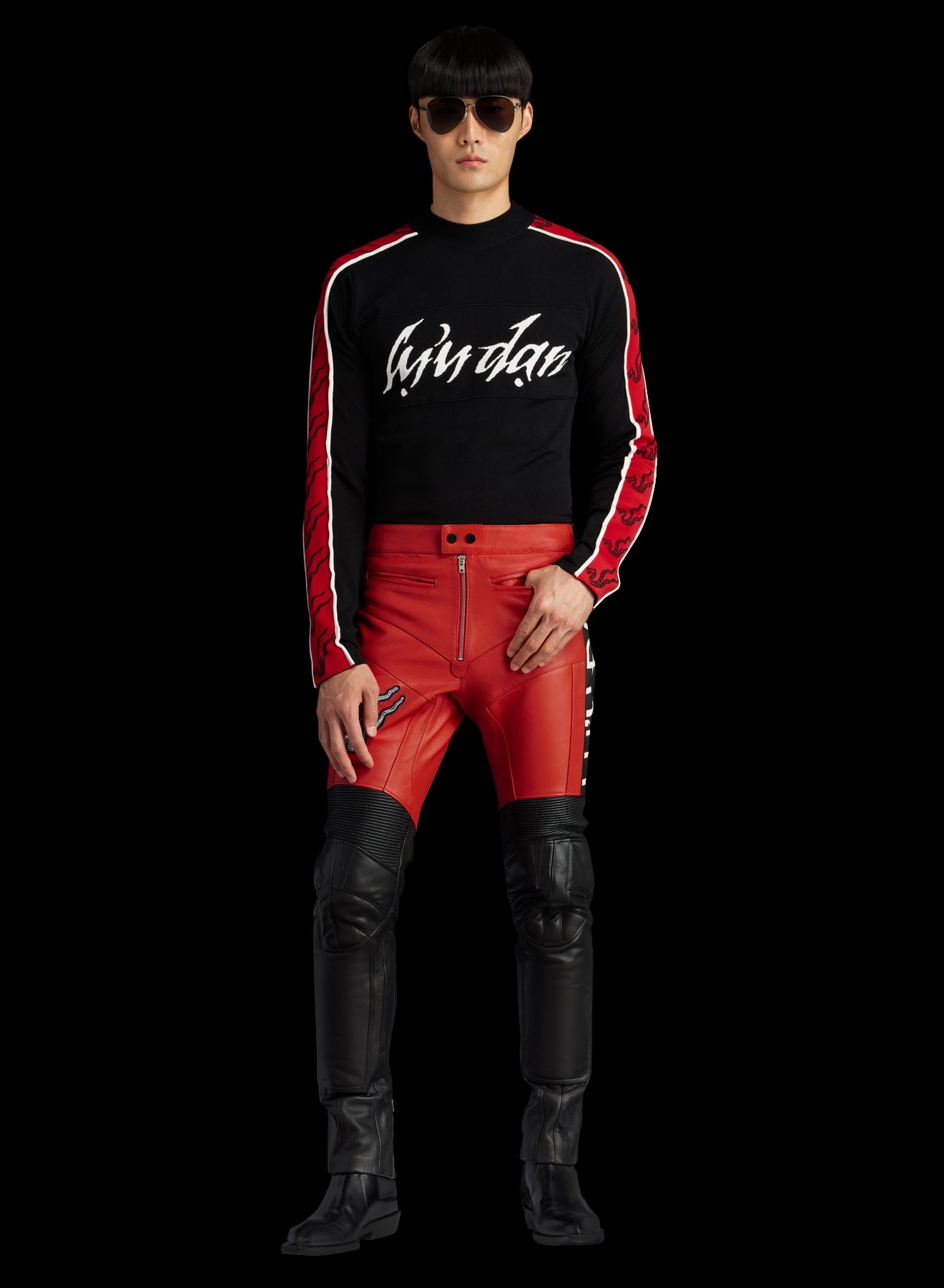 LEATHER BIKER PANTS