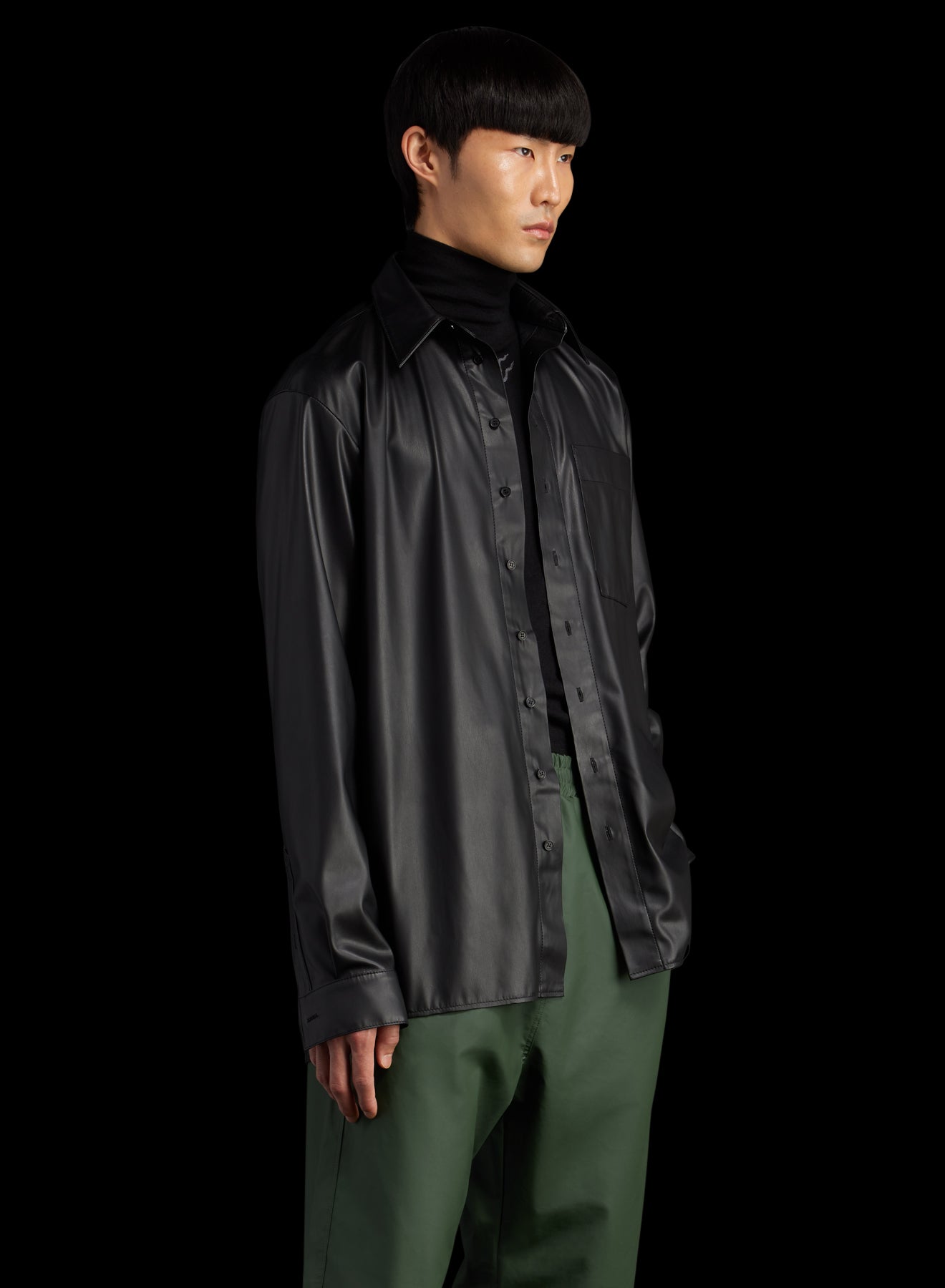 OVERSIZED FAUX LEATHER SHIRT