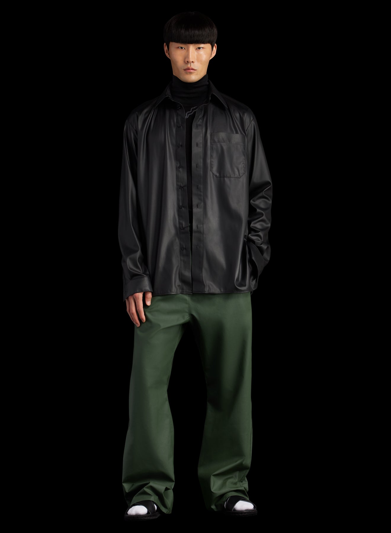 OVERSIZED FAUX LEATHER SHIRT