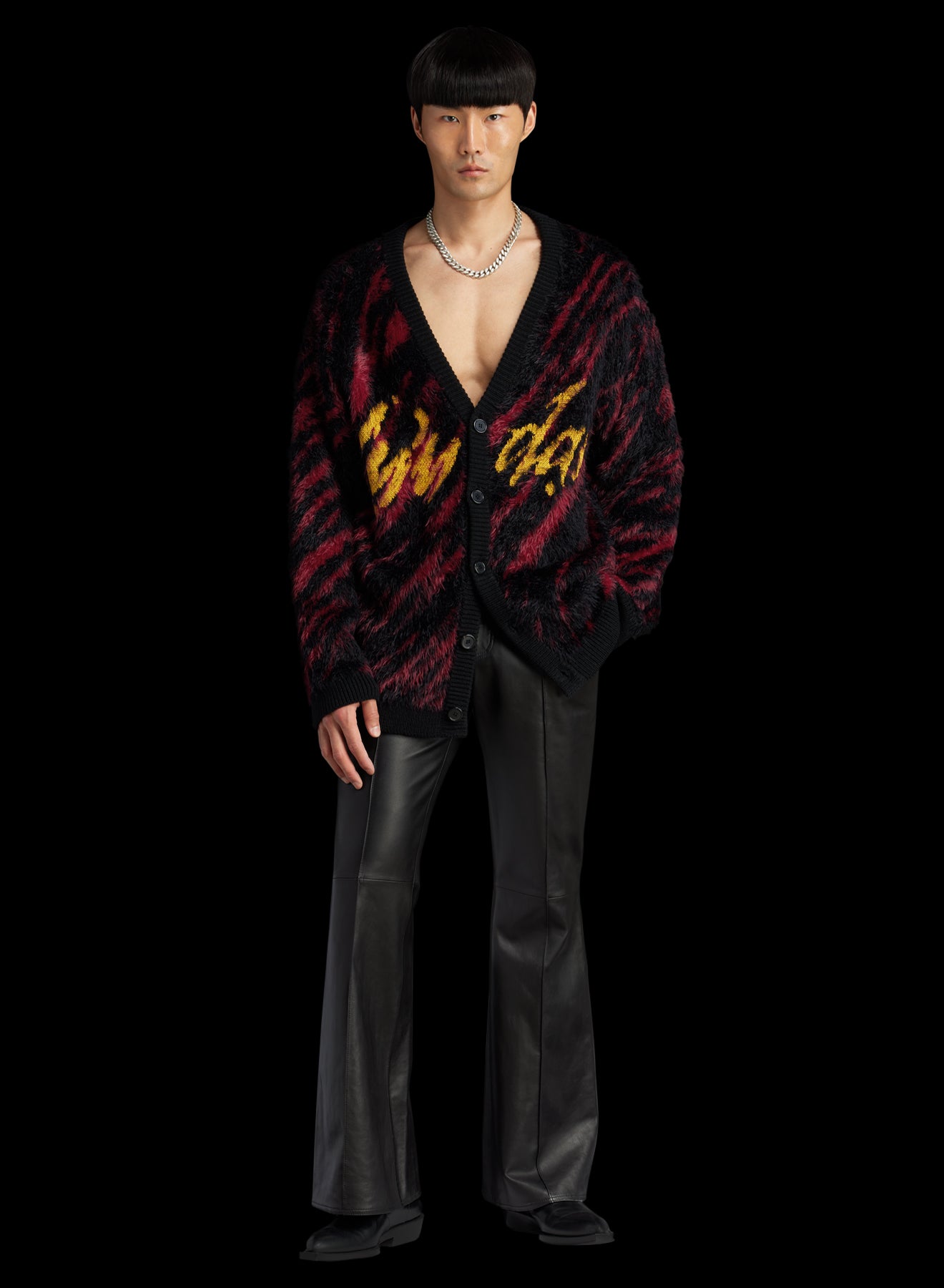 KNIT OVERSIZED MOHAIR JACQUARD CARDIGAN