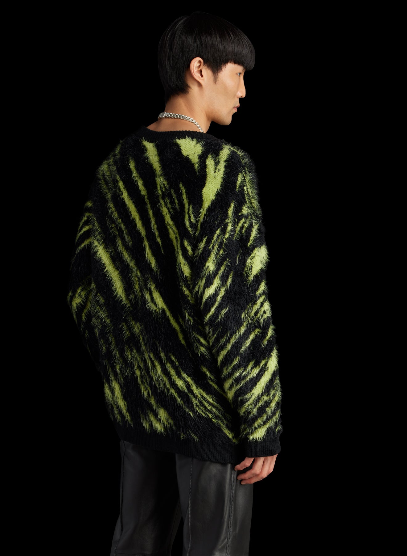 KNIT OVERSIZED MOHAIR JACQUARD CARDIGAN