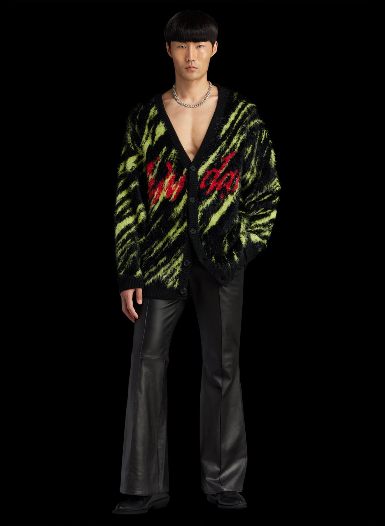 KNIT OVERSIZED MOHAIR JACQUARD CARDIGAN