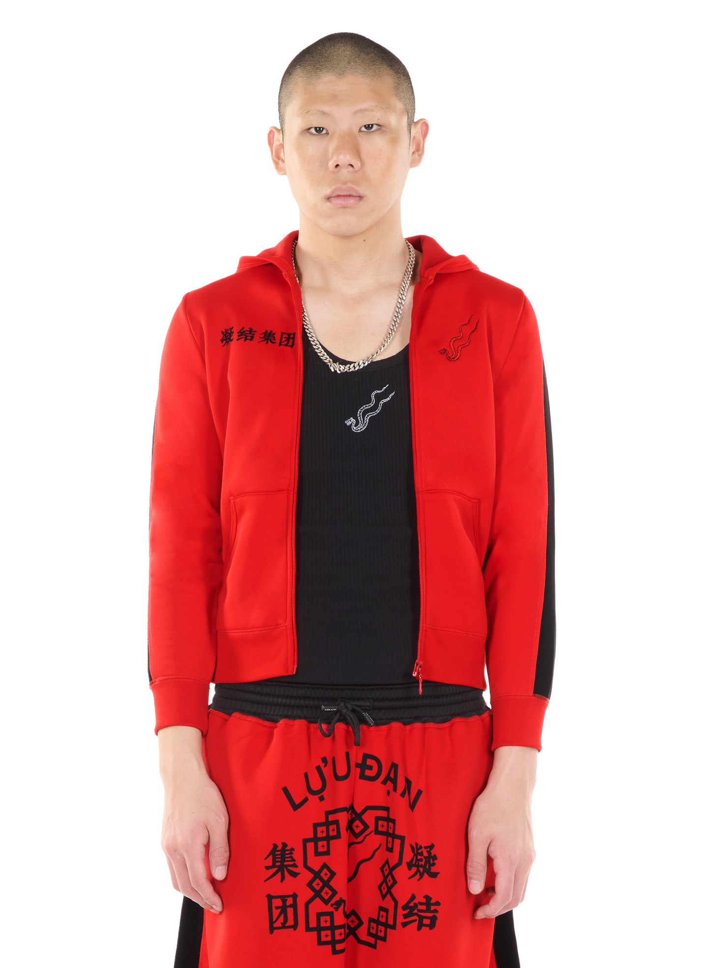 LỰU ĐẠN X CLOT HALF ZIP SHRUNKEN HOODIE