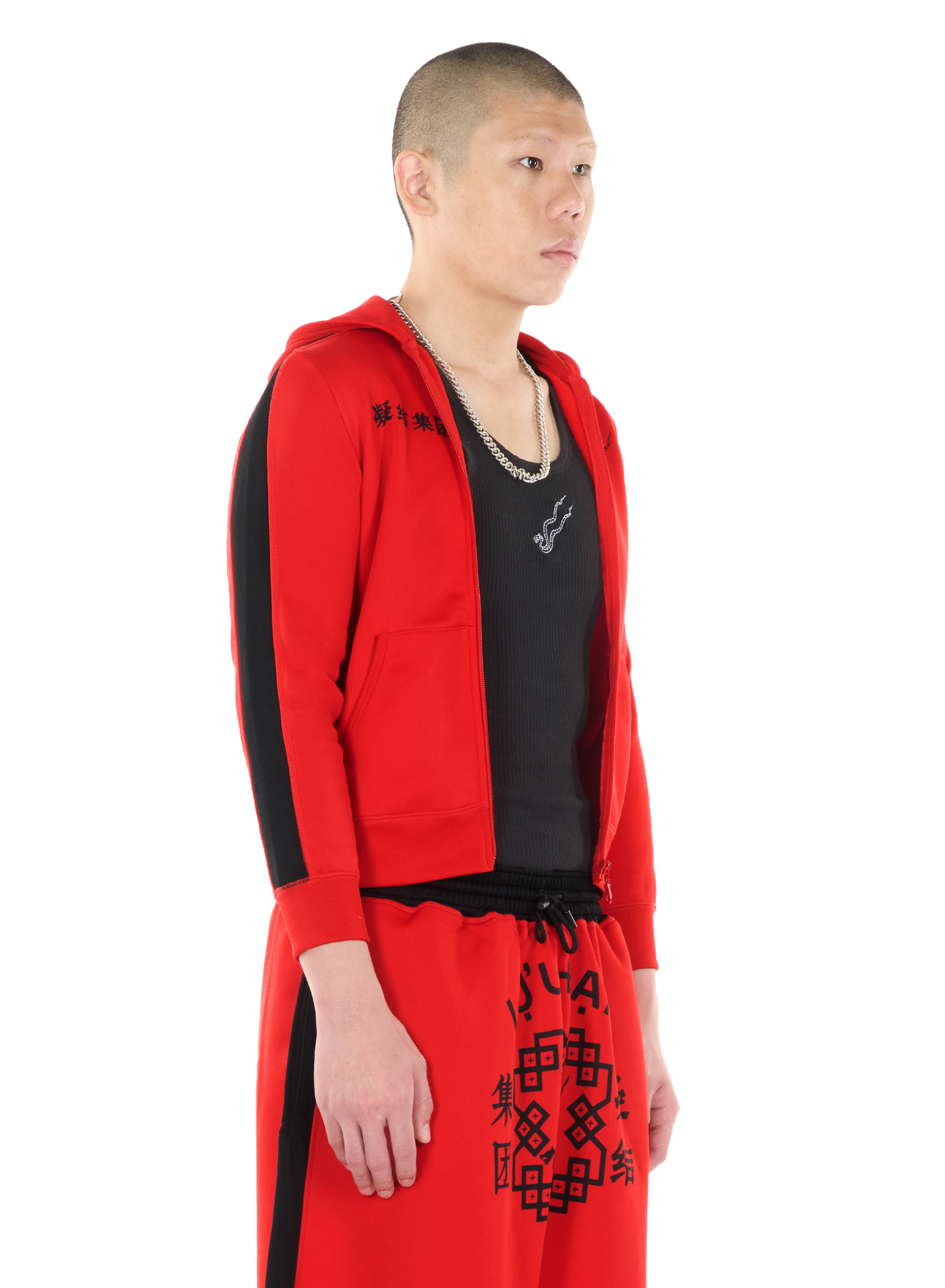 LỰU ĐẠN X CLOT HALF ZIP SHRUNKEN HOODIE