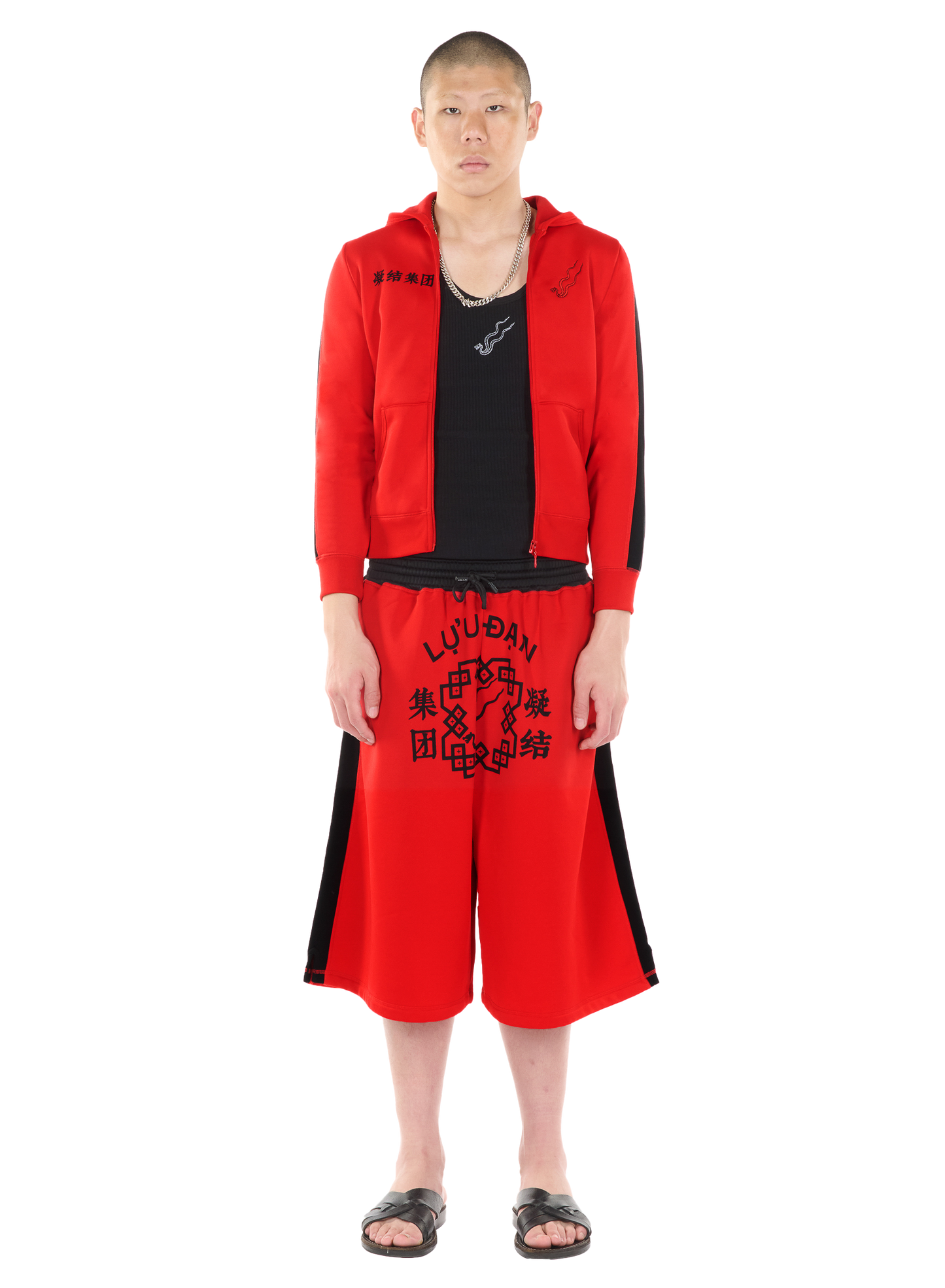 LỰU ĐẠN X CLOT HALF ZIP SHRUNKEN HOODIE
