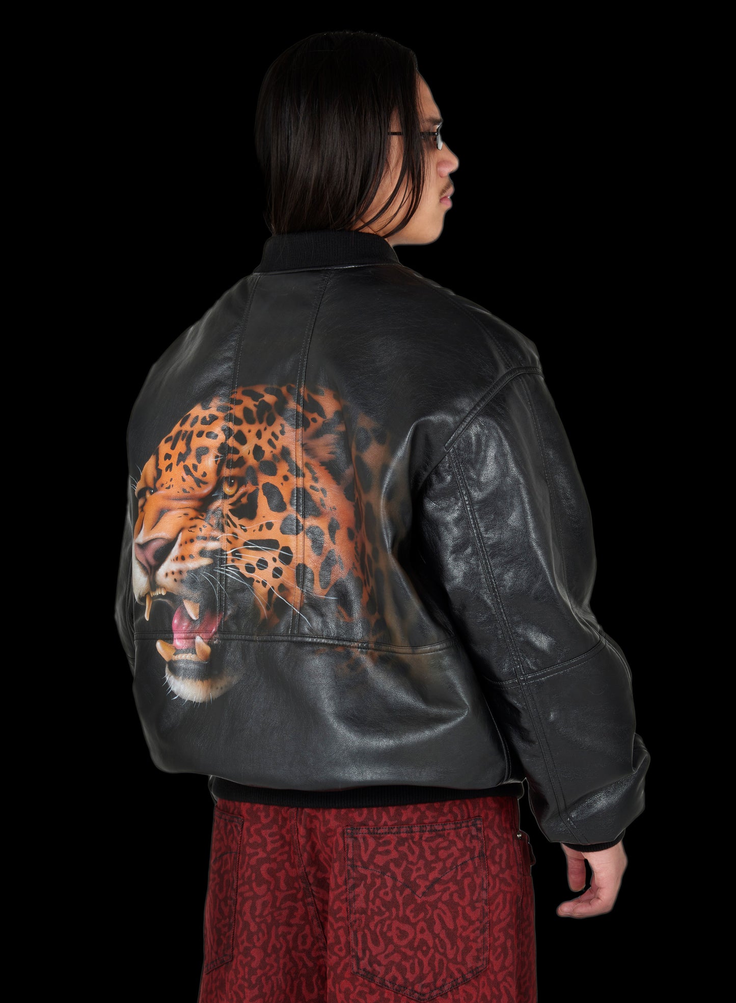 EXCLUSIVE - 80'S REVERSIBLE AIRBRUSHED LEATHER BOMBER