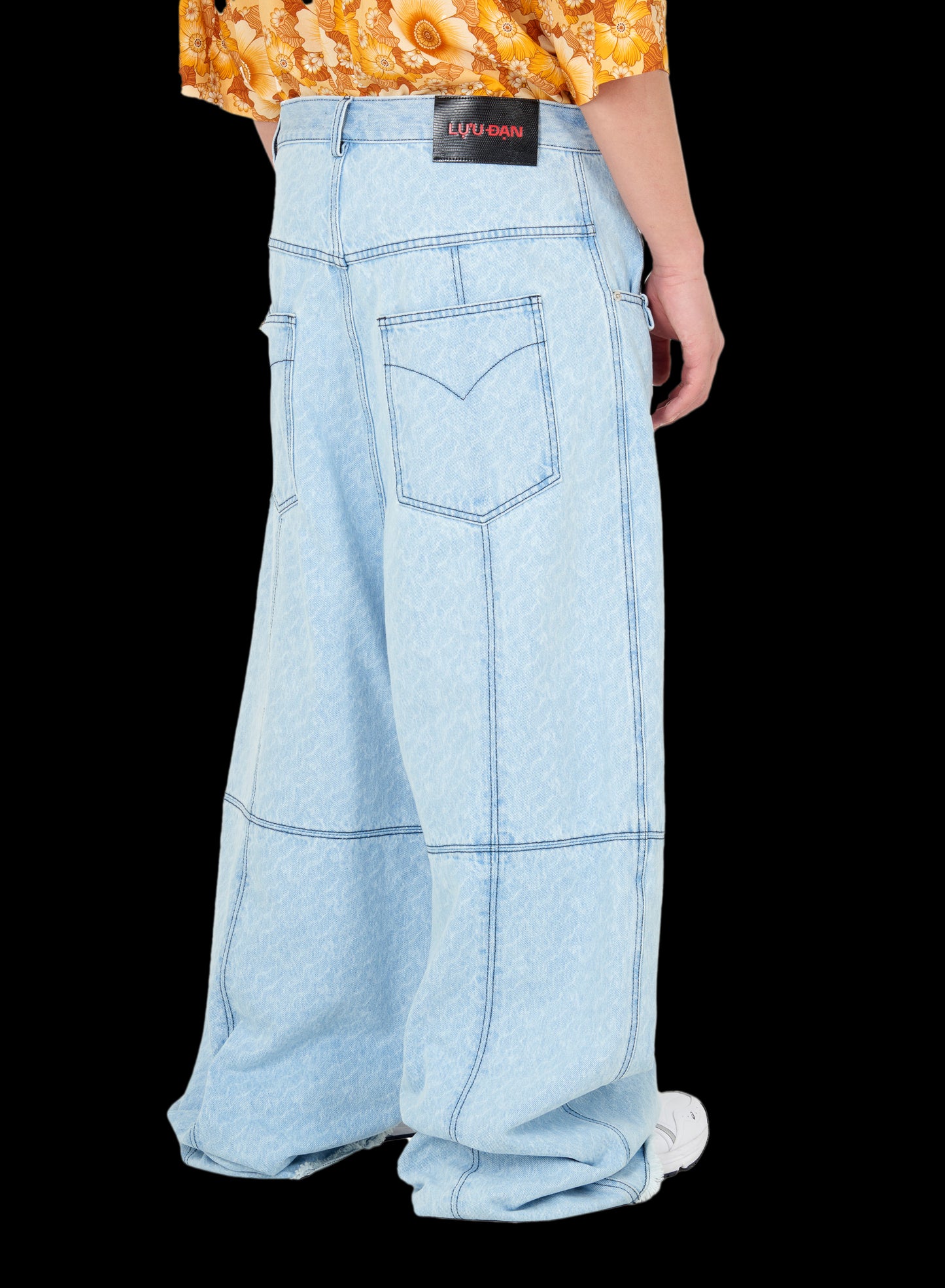 UNISEX KNEE PATCH WIDE LEG JEANS