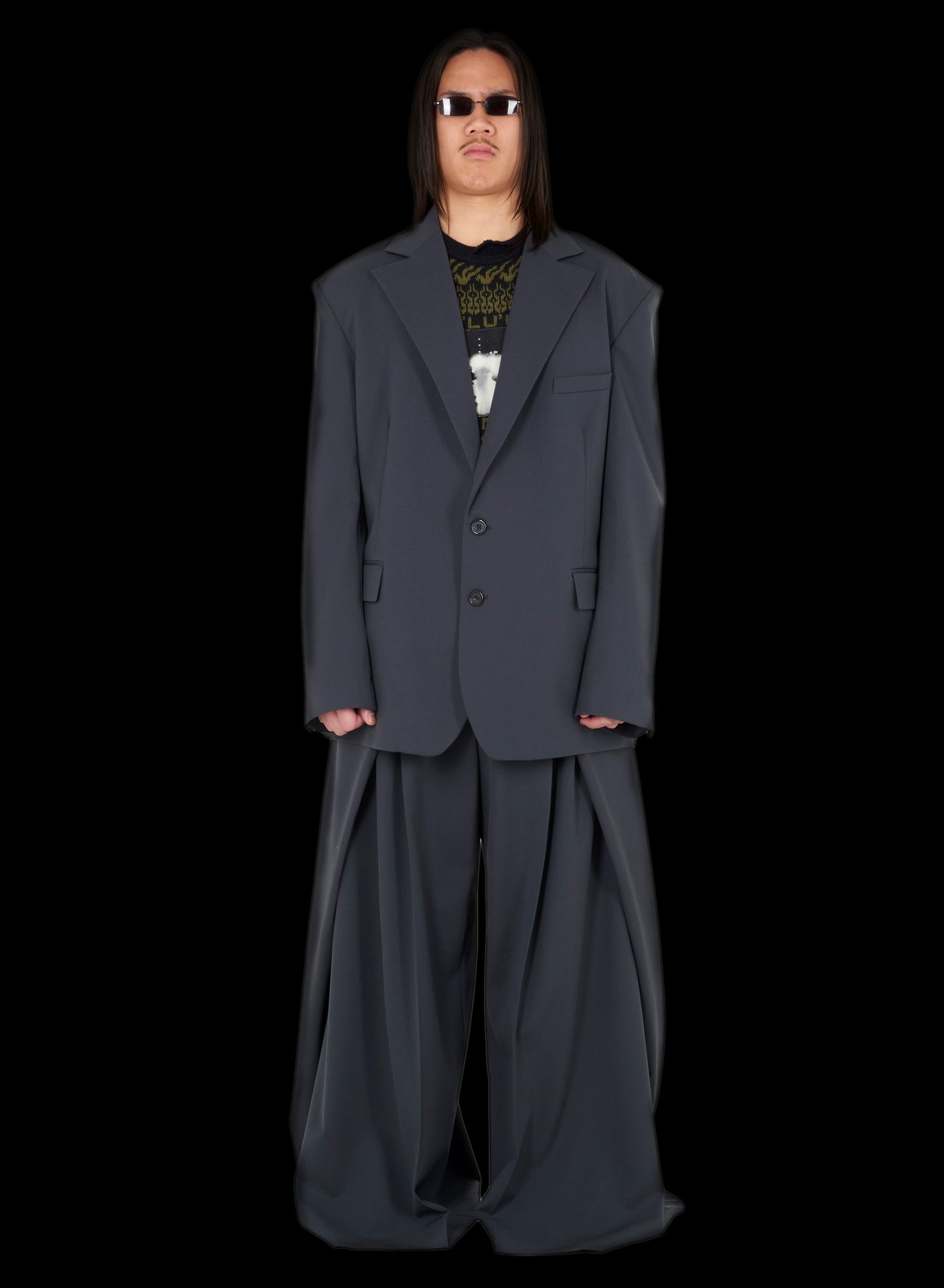 DOUBLE PLEAT WIDE LEG TROUSERS