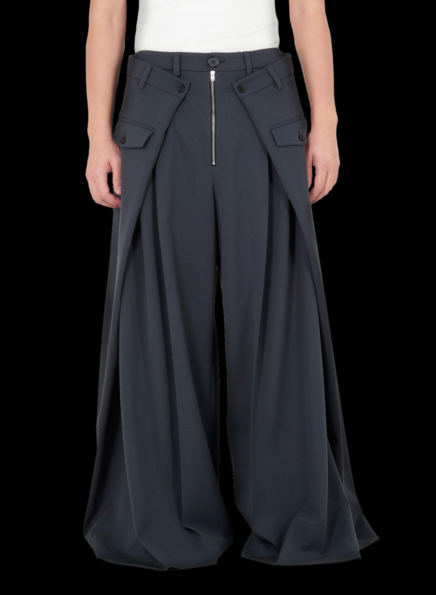 DOUBLE PLEAT WIDE LEG TROUSERS