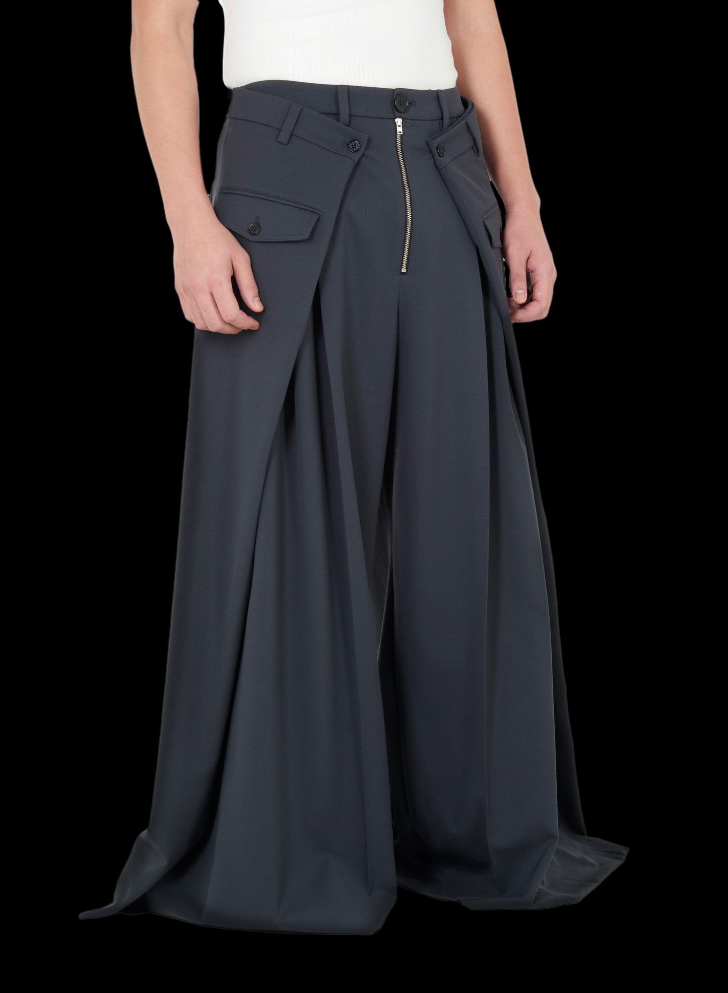 DOUBLE PLEAT WIDE LEG TROUSERS