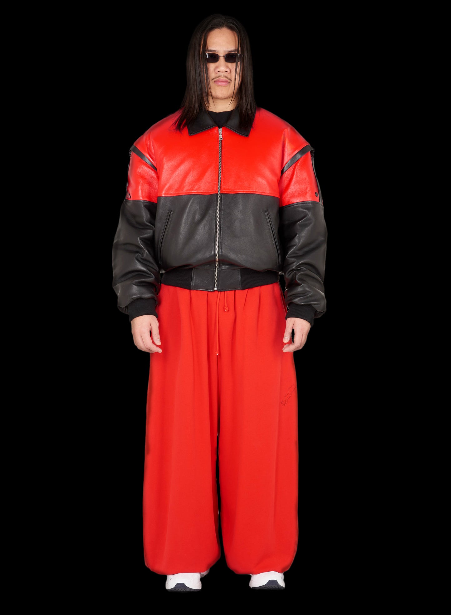 UNISEX 80'S COLLARED WADDED LEATHER BOMBER