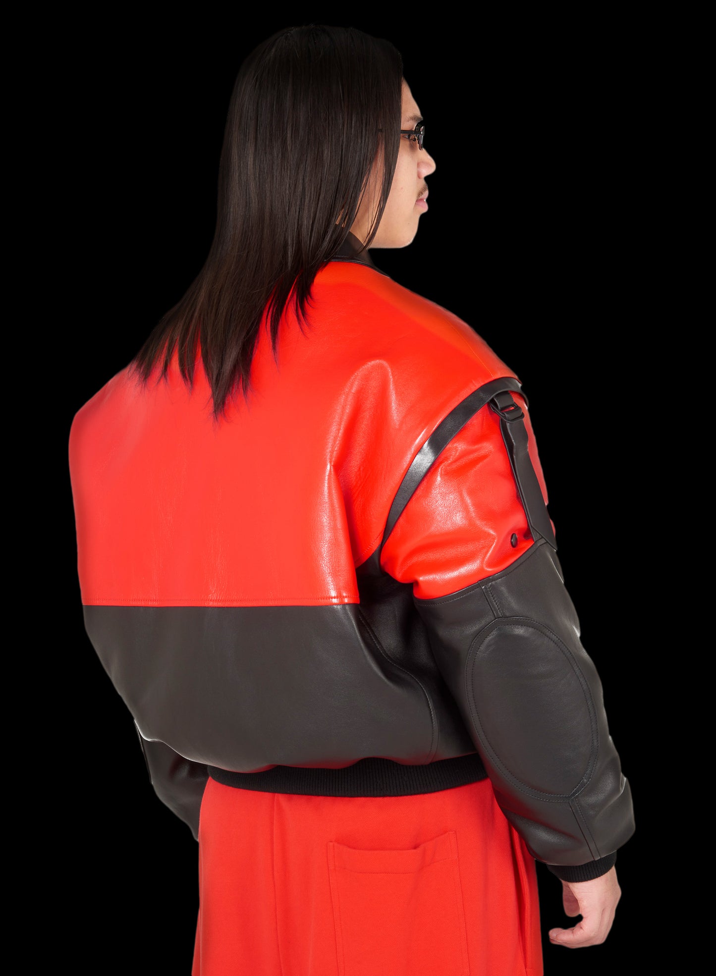 UNISEX 80'S COLLARED WADDED LEATHER BOMBER
