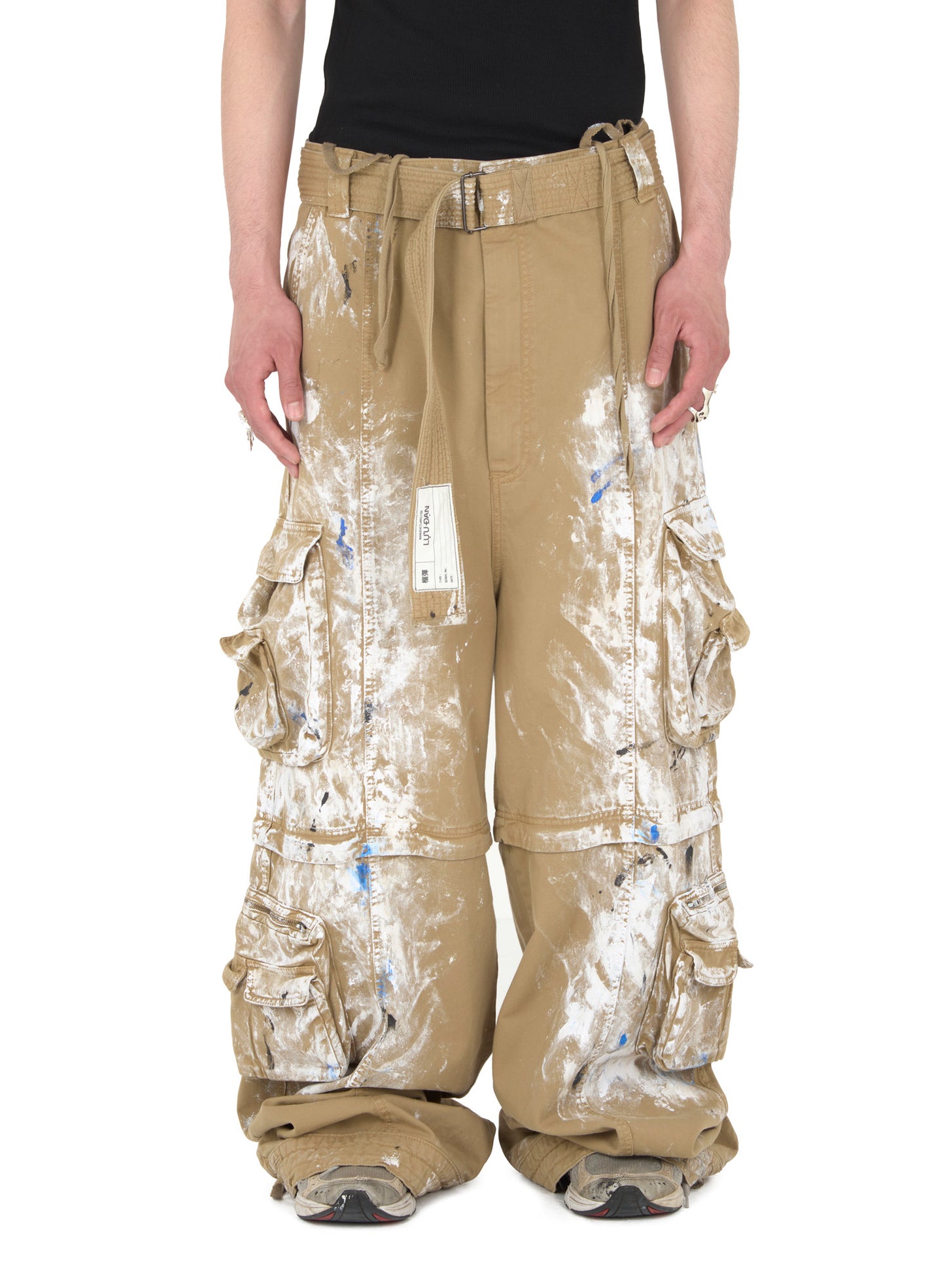 ZIP-OFF PAINT SPLATTER CARGO JEANS