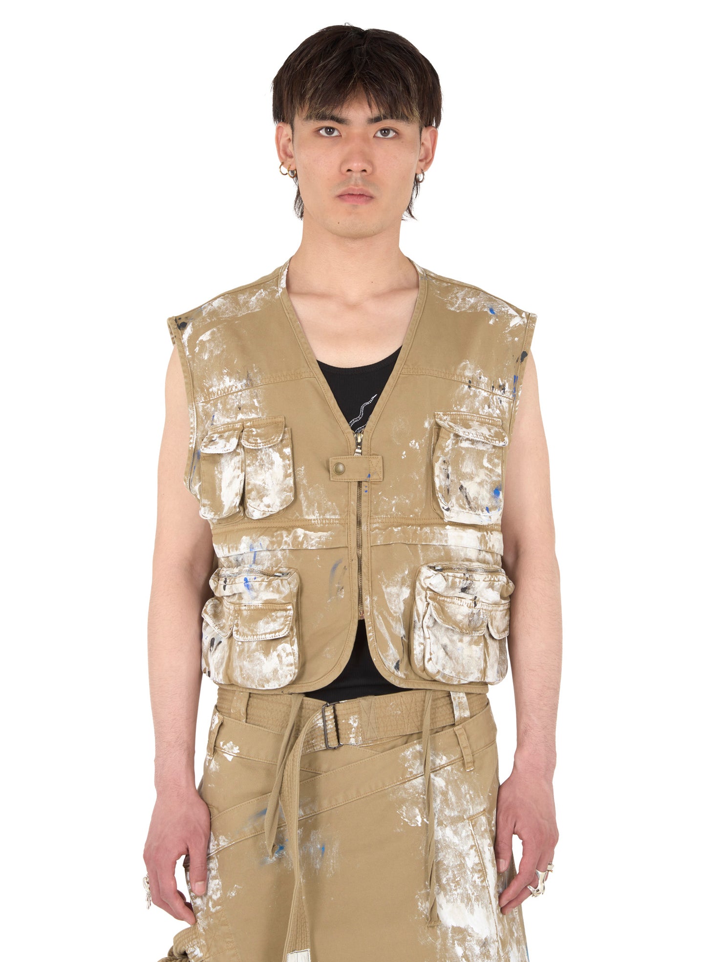 PAINT SPLATTERED CARGO VEST