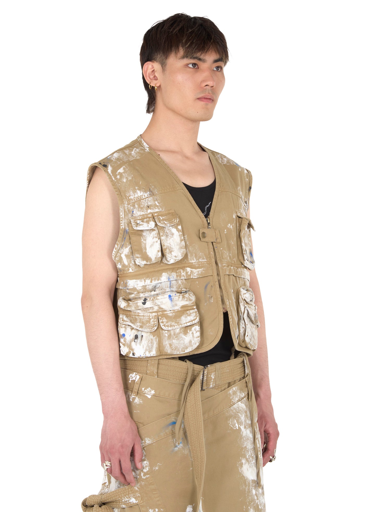 PAINT SPLATTERED CARGO VEST