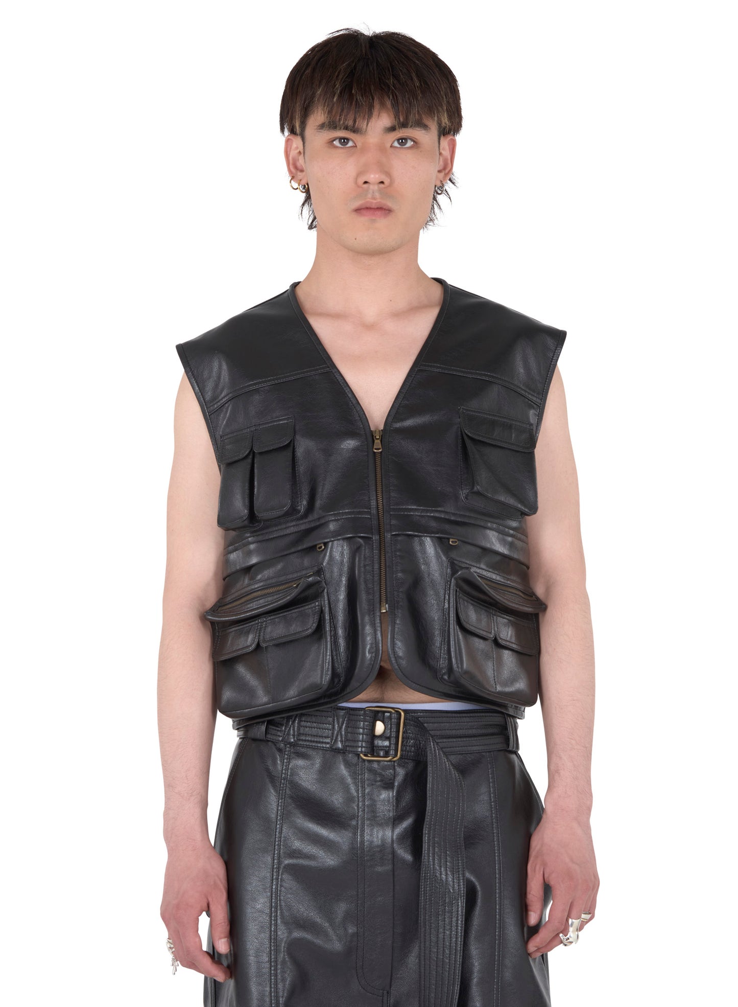 LEATHER CARGO VEST
