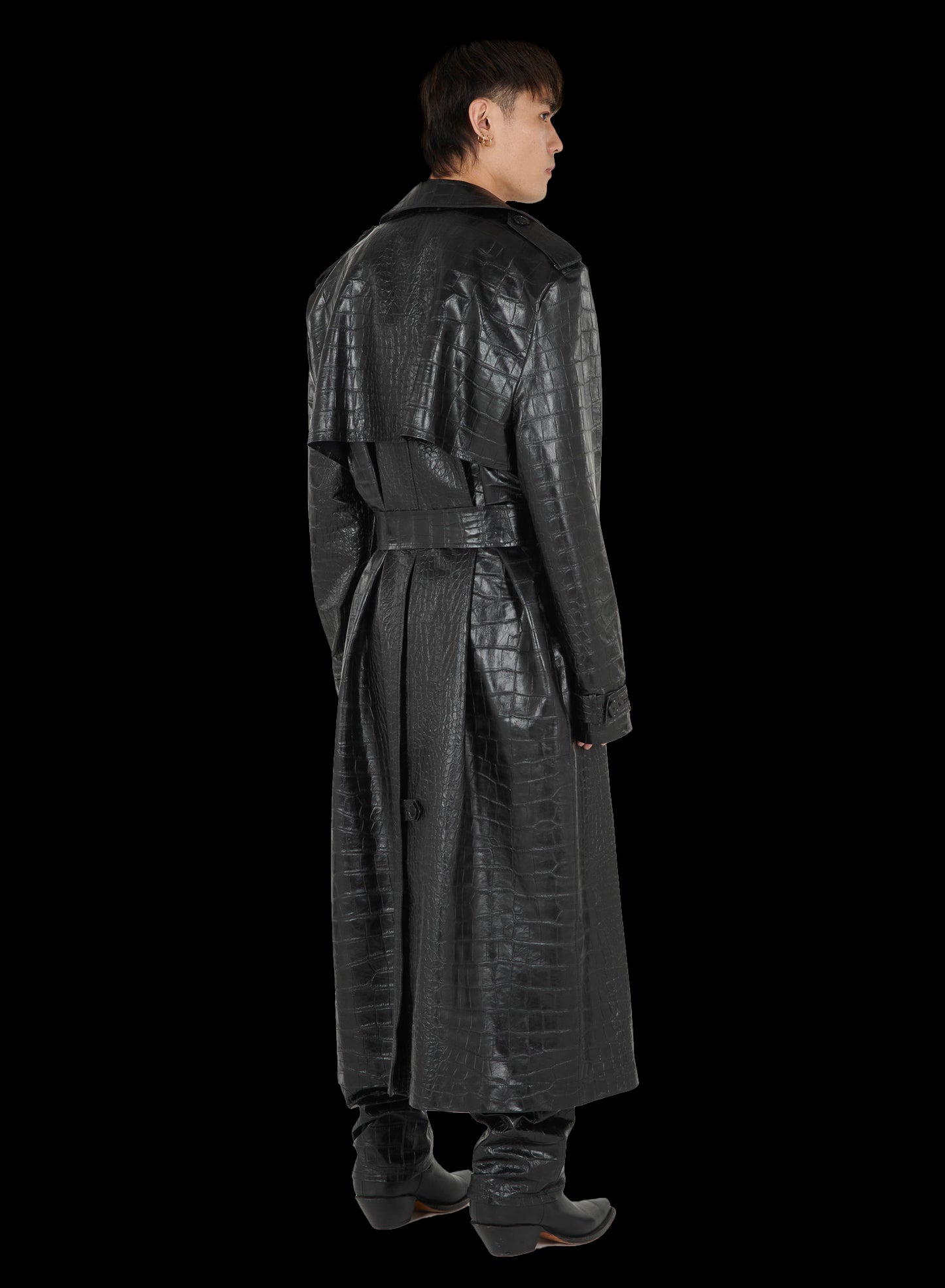FAUX CROCO LEATHER TRENCH