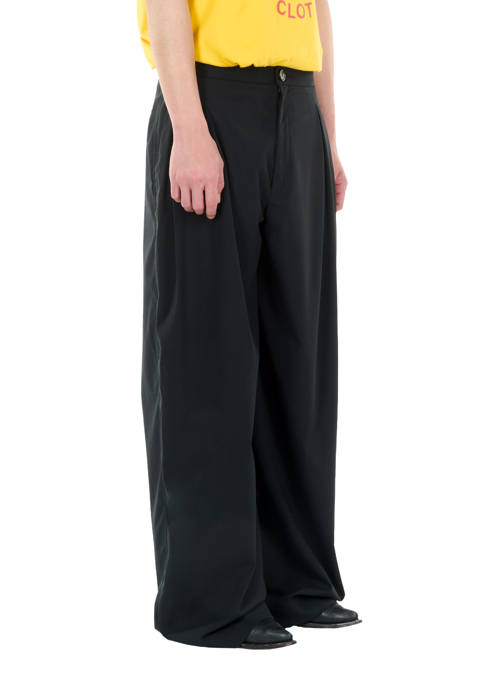 LU'U DAN X CLOT – BLACK WIDE LEG TAILORED PANTS. LU'U DAN X CLOT – BLACK WIDE LEG TAILORED PANTS.