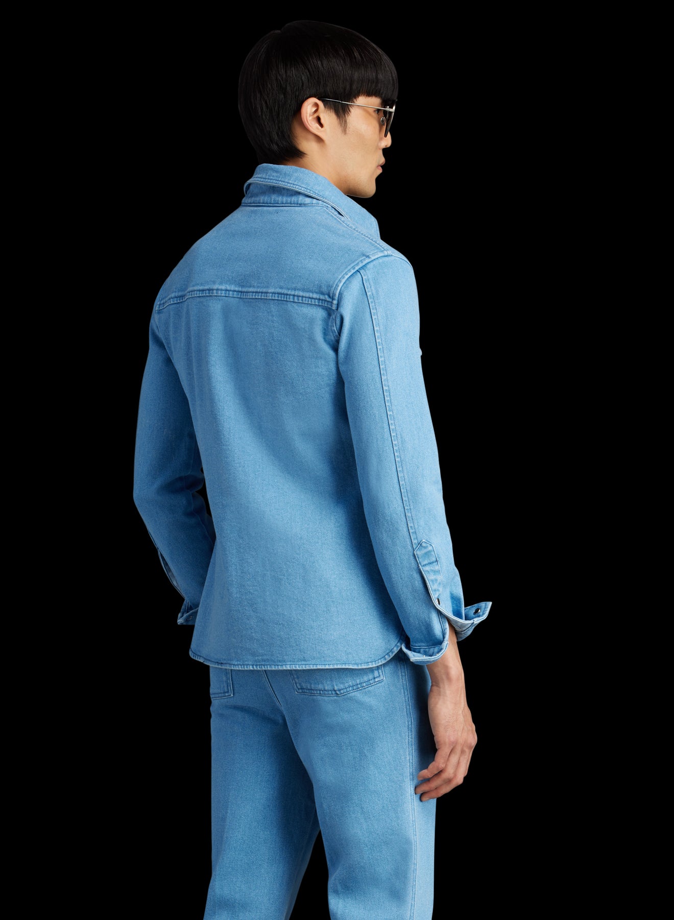 LU'U DAN - FARMER BLUE + LOGO PRINT DENIM SHIRT