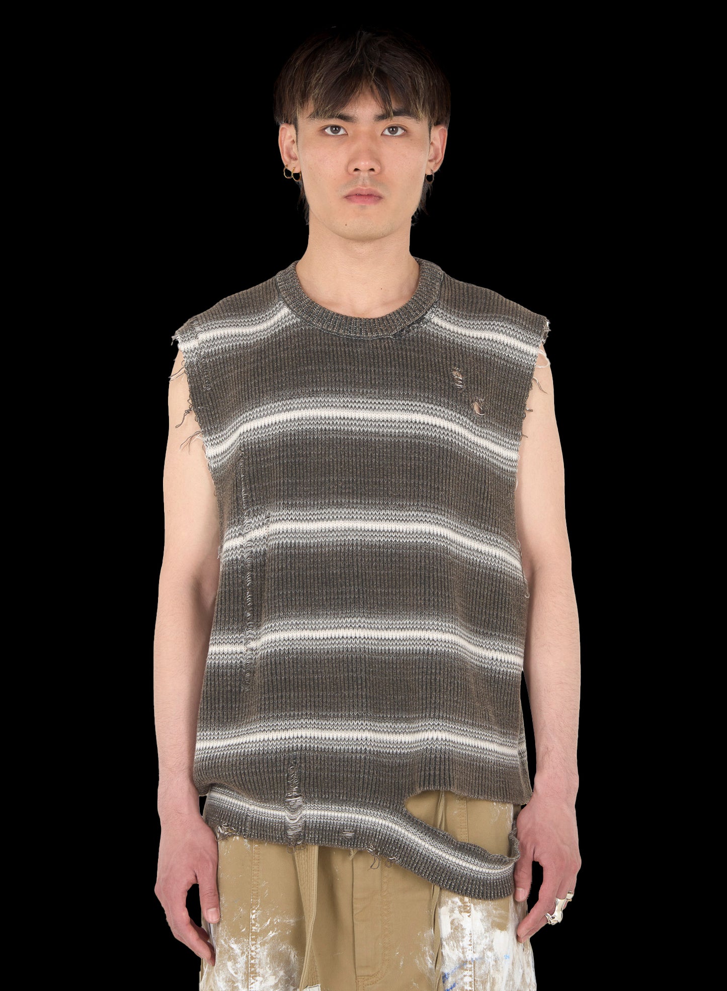 BLEACHED STRIPED SWEATER VEST