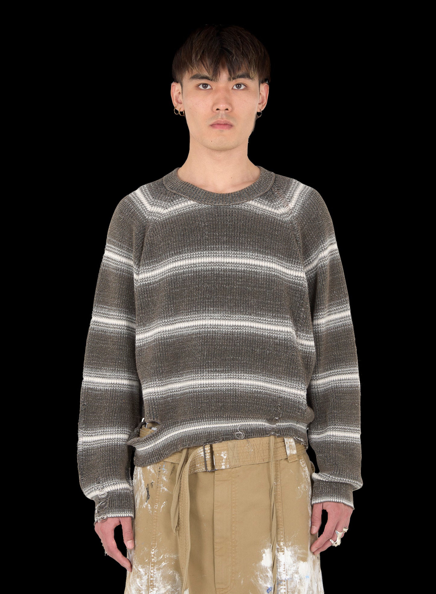 BLEACHED STRIPED SWEATER