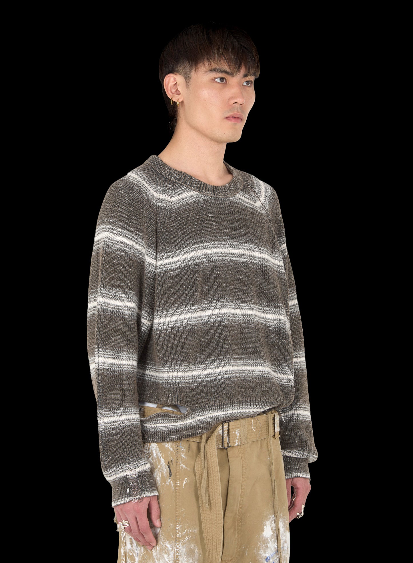 BLEACHED STRIPED SWEATER