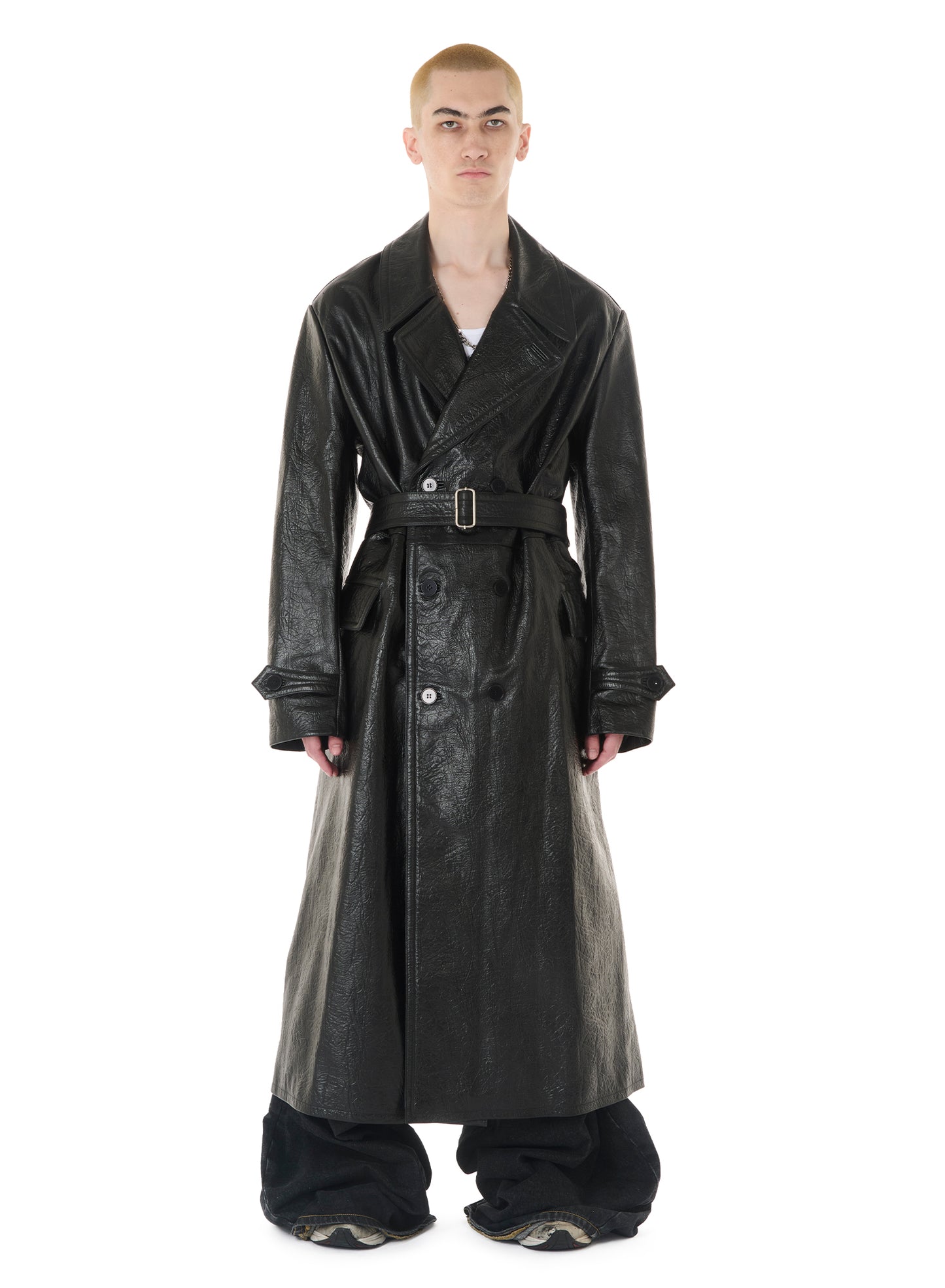 JIMAN LEATHER TRENCH