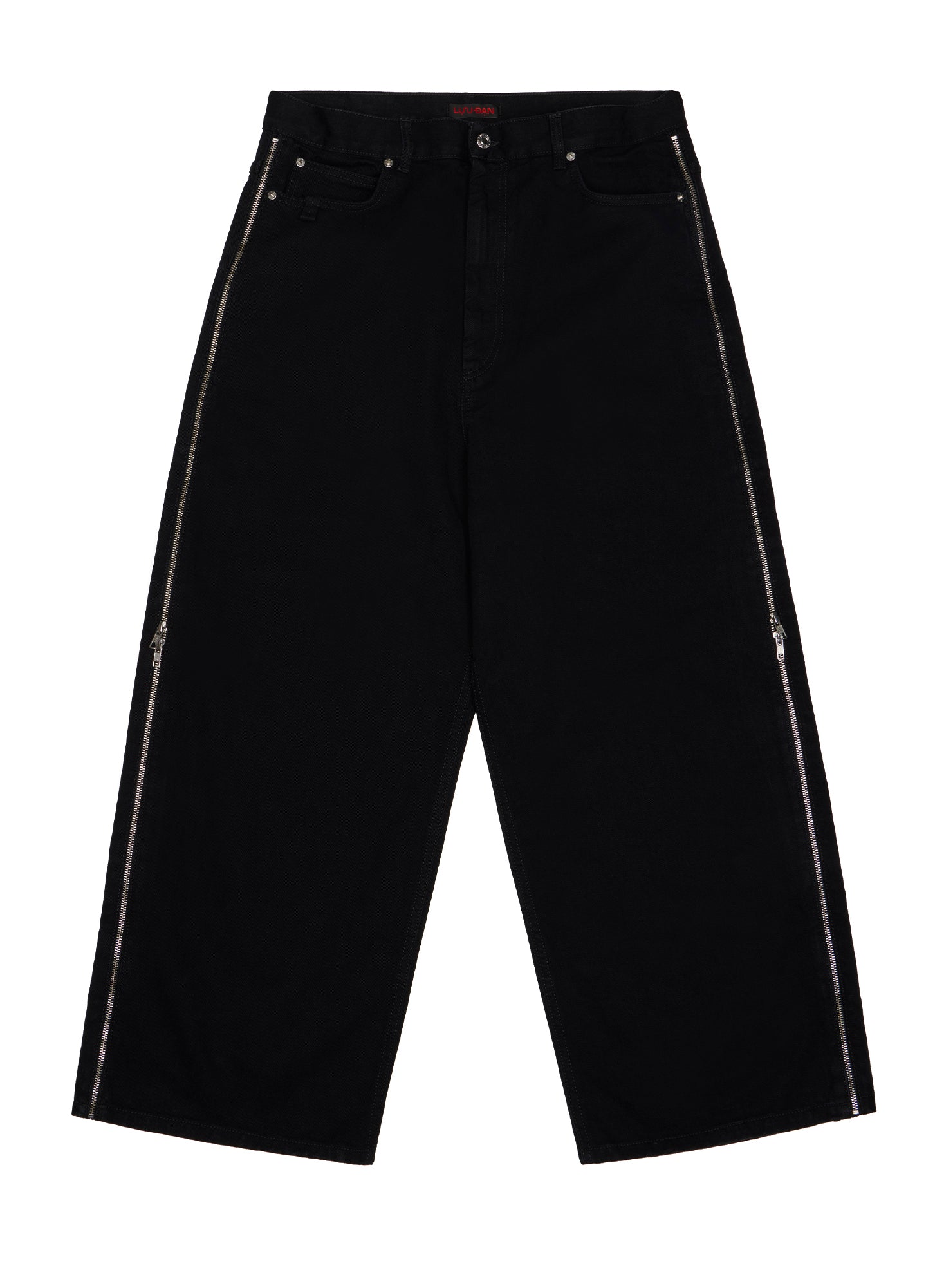 SIDE ZIP JEANS — BLACK